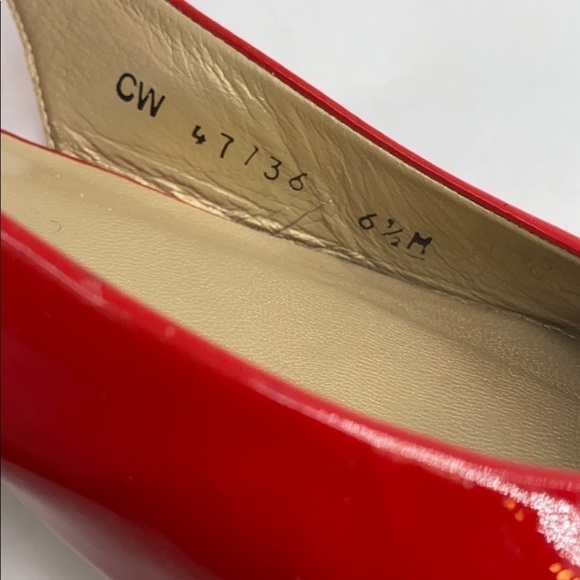 Stuart Weitzman Sz 6.5 Red Patent Leather Flats - Picture 10 of 12